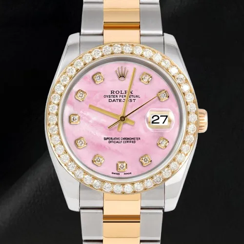 Pink Mother Of Pearl Diamond Dial 36 mm Rolex Datejust Two Tone Watch Oyster Bracelet HarryChadEntcom Bracelets Pink Mother Of Pearl Diamond Dial 36 mm Rolex Datejust Two Tone Watch Oyster Bracelet HarryChadEntcom Bracelets