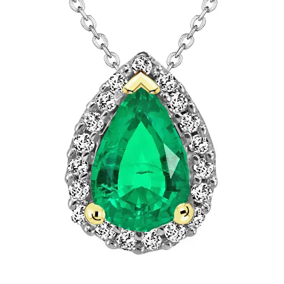 Precious Green Emerald Pendant Teardrop Halo Necklace HarryChadEntcom Necklaces Precious Green Emerald Pendant Teardrop Halo Necklace HarryChadEntcom Necklaces