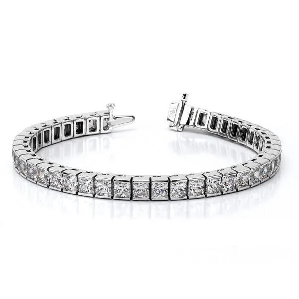 Princess Cut Sparkling Natural Earth Mined Diamonds Tennis Bracelet Wg 14K 1470 Carats GB Bracelets Princess Cut Sparkling Natural Earth Mined Diamonds Tennis Bracelet Wg 14K 1470 Carats GB Bracelets