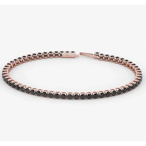 Real Tennis Bracelet Black Natural Earth Mined Diamond 590 Carats Rose Gold 14K Jewelry New GB Bracelets Real Tennis Bracelet Black Natural Earth Mined Diamond 590 Carats Rose Gold 14K Jewelry New GB Bracelets