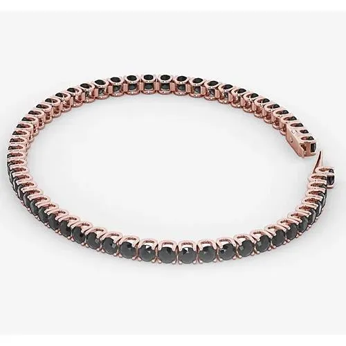 Real Tennis Bracelet Black Natural Earth Mined Diamond 590 Carats Rose Gold 14K Jewelry New GB Bracelets Real Tennis Bracelet Black Natural Earth Mined Diamond 590 Carats Rose Gold 14K Jewelry New GB Bracelets