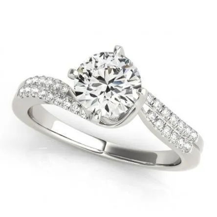 Rings GB 135 Carats Round Natural Earth Mined Diamond Solitaire Ring With Accents Twisted Shank Rings GB 135 Carats Round Natural Earth Mined Diamond Solitaire Ring With Accents Twisted Shank