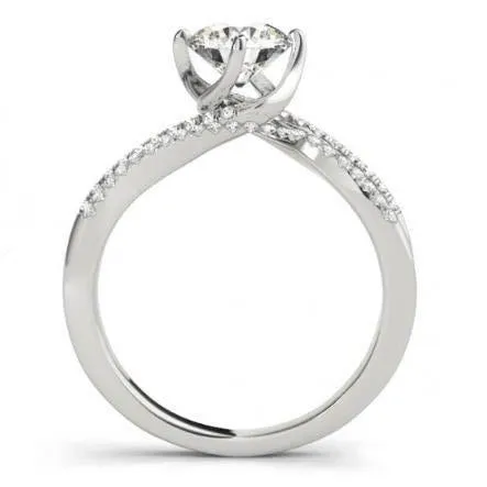 Rings GB 135 Carats Round Natural Earth Mined Diamond Solitaire Ring With Accents Twisted Shank Rings GB 135 Carats Round Natural Earth Mined Diamond Solitaire Ring With Accents Twisted Shank
