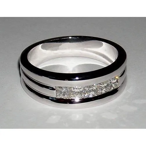 Rings GB 15 Ct Princess Cut Mens Natural Earth Mined Diamond Wedding Ring Rings GB 15 Ct Princess Cut Mens Natural Earth Mined Diamond Wedding Ring