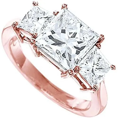 Rings GB 301 Carat Princess Cut Natural Earth Mined Diamond Engagement Three Stone Ring Rings GB 301 Carat Princess Cut Natural Earth Mined Diamond Engagement Three Stone Ring