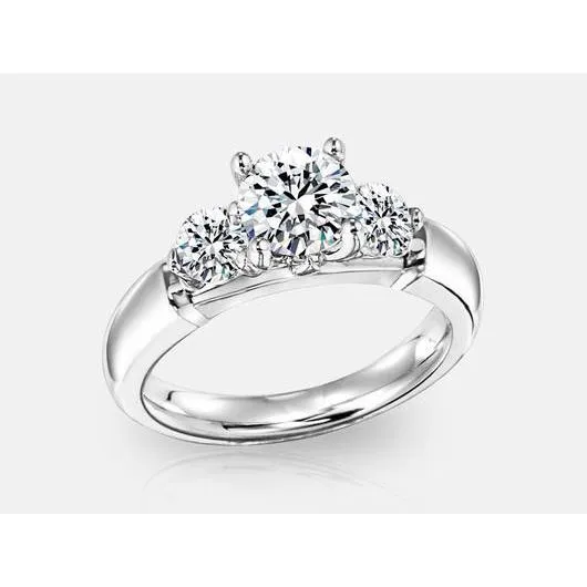 Rings GB 3 Stone Round Genuine Natural Earth Mined Diamond Wedding Ring Solid Gold Jewelry 140 Carats Rings GB 3 Stone Round Genuine Natural Earth Mined Diamond Wedding Ring Solid Gold Jewelry 140 Carats