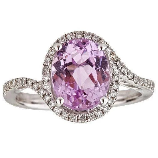 Rings GB Pink Kunzite Halo Ring Jewelry