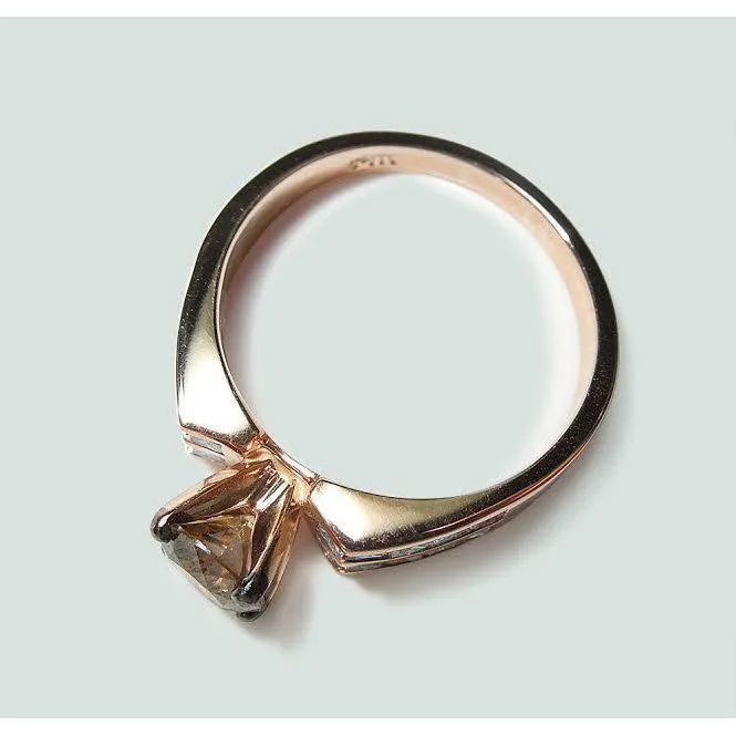 Rings GB Round Brown Champagne Natural Earth Mined Diamond Gemstone Ring 25 Carat Rose Gold 14K Rings GB Round Brown Champagne Natural Earth Mined Diamond Gemstone Ring 25 Carat Rose Gold 14K