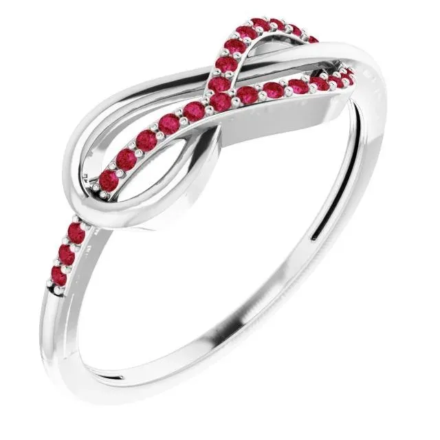 Rings GB Twisted Ruby Infinity Ring White Gold 14K 125 Carats