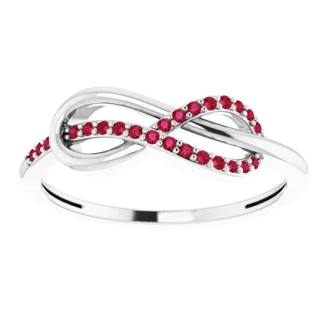 Rings GB Twisted Ruby Infinity Ring White Gold 14K 125 Carats Rings GB Twisted Ruby Infinity Ring White Gold 14K 125 Carats