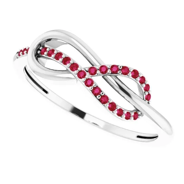 Rings GB Twisted Ruby Infinity Ring White Gold 14K 125 Carats Rings GB Twisted Ruby Infinity Ring White Gold 14K 125 Carats