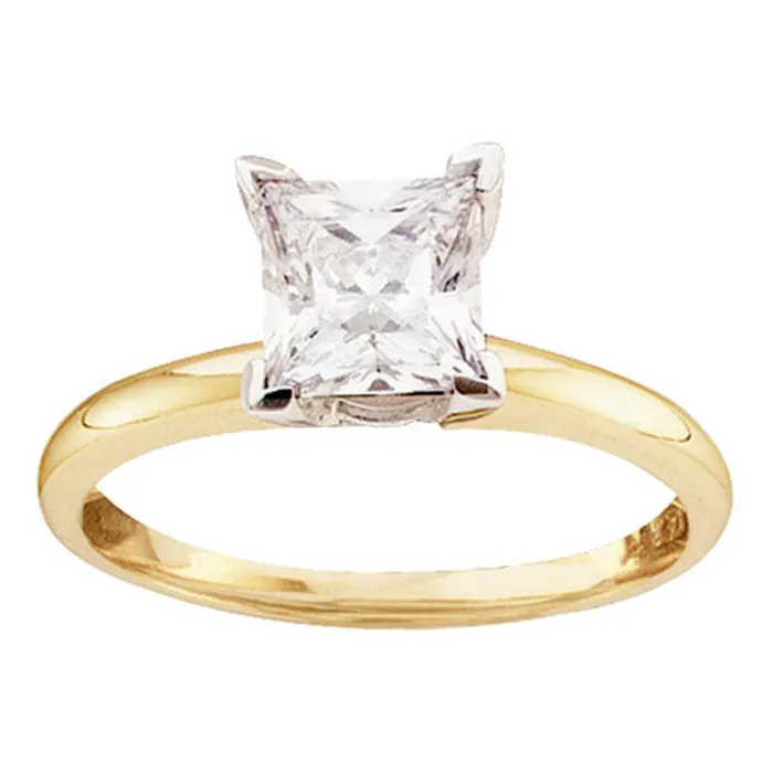 Rings GND GND 14kt Yellow Gold Princess Diamond Solitaire Wedding Engagement Ring 14 Cttw Rings GND GND 14kt Yellow Gold Princess Diamond Solitaire Wedding Engagement Ring 14 Cttw