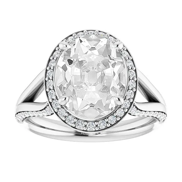 Rings HarryChadEntcom Halo Oval Old Mine Cut Large Lab Grown Diamond Ring Prong Set 1250 Carats Split Shank Rings HarryChadEntcom Halo Oval Old Mine Cut Large Lab Grown Diamond Ring Prong Set 1250 Carats Split Shank