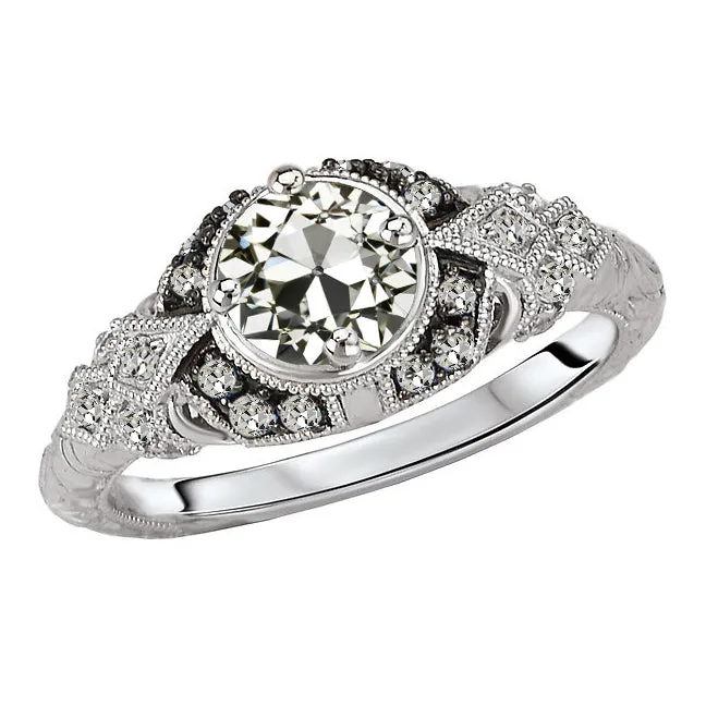 Rings HarryChadEntcom Real Round Old Mine Cut Vintage Style Wedding Genuine Diamond Ring 3 Carats Two Tone Rings HarryChadEntcom Real Round Old Mine Cut Vintage Style Wedding Genuine Diamond Ring 3 Carats Two Tone