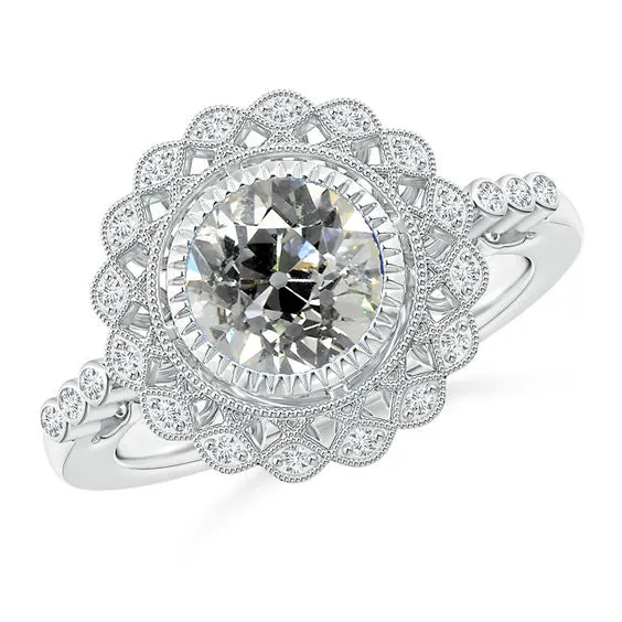 Rings HarryChadEntcom Round Old Miner Natural Earth Mined Diamond Ring Bezel Set 265 Carats Halo Flower Style Rings HarryChadEntcom Round Old Miner Natural Earth Mined Diamond Ring Bezel Set 265 Carats Halo Flower Style
