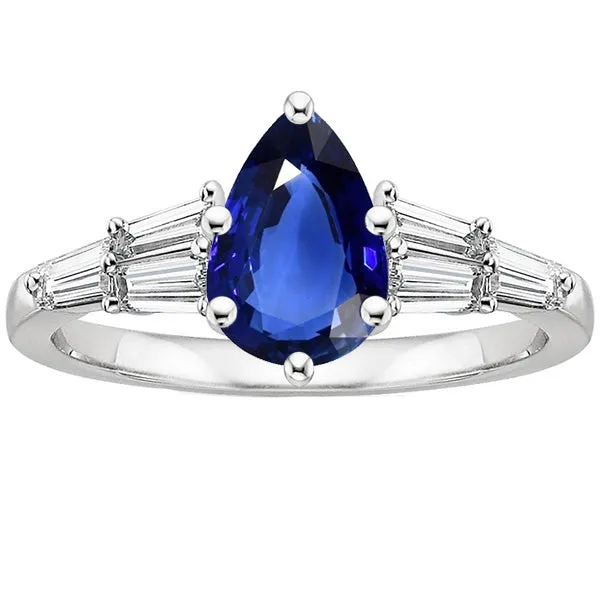 Rings HarryChadEntcom Women Blue Sapphire Ring With Baguette Natural Earth Mined Diamond Accents 4 Carats Rings HarryChadEntcom Women Blue Sapphire Ring With Baguette Natural Earth Mined Diamond Accents 4 Carats