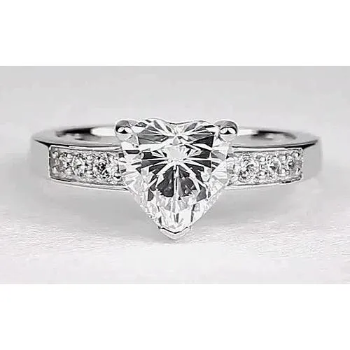 Rings Heart Real Natural Earth Mined Diamond 2 Carats Accented Engagement Ring White Gold 14K GB Rings Heart Real Natural Earth Mined Diamond 2 Carats Accented Engagement Ring White Gold 14K GB