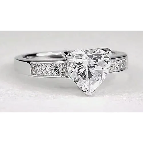 Rings Heart Real Natural Earth Mined Diamond 2 Carats Accented Engagement Ring White Gold 14K GB Rings Heart Real Natural Earth Mined Diamond 2 Carats Accented Engagement Ring White Gold 14K GB