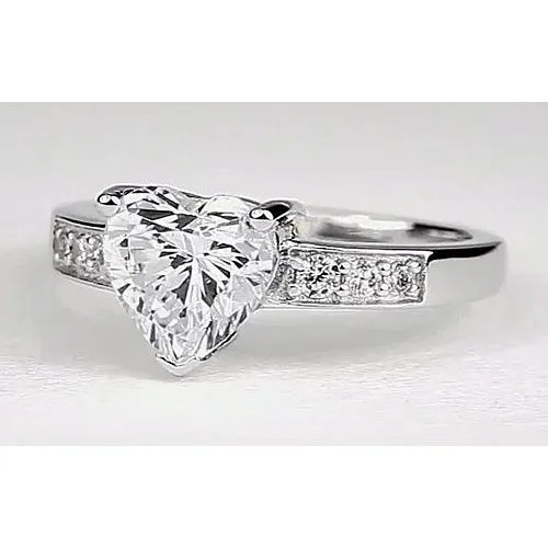 Rings Heart Real Natural Earth Mined Diamond 2 Carats Accented Engagement Ring White Gold 14K GB Rings Heart Real Natural Earth Mined Diamond 2 Carats Accented Engagement Ring White Gold 14K GB