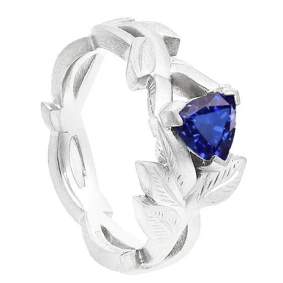 Rings Ladies Solitaire Trillion Blue Sapphire Ring Leaf Style 1 Carat HarryChadEntcom Rings Ladies Solitaire Trillion Blue Sapphire Ring Leaf Style 1 Carat HarryChadEntcom
