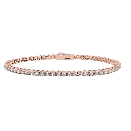 Rose Gold 455 Carats Round Cut Sparkling Natural Earth Mined Diamonds Tennis Bracelet GB Bracelets Rose Gold 455 Carats Round Cut Sparkling Natural Earth Mined Diamonds Tennis Bracelet GB Bracelets