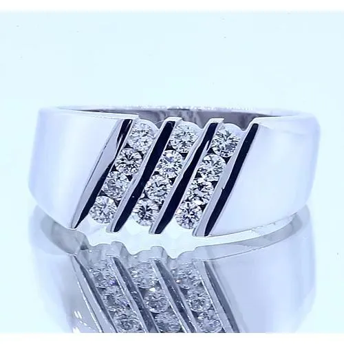Round Natural Earth Mined Diamond Anniversary Band Thick Shank White Gold 14K 120 Carats GB Rings Round Natural Earth Mined Diamond Anniversary Band Thick Shank White Gold 14K 120 Carats GB Rings