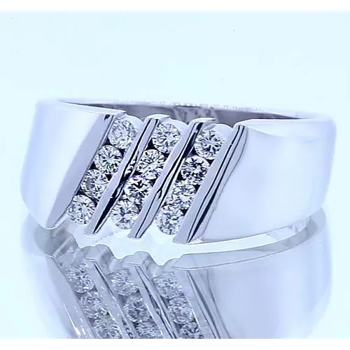 Round Natural Earth Mined Diamond Anniversary Band Thick Shank White Gold 14K 120 Carats GB Rings Round Natural Earth Mined Diamond Anniversary Band Thick Shank White Gold 14K 120 Carats GB Rings
