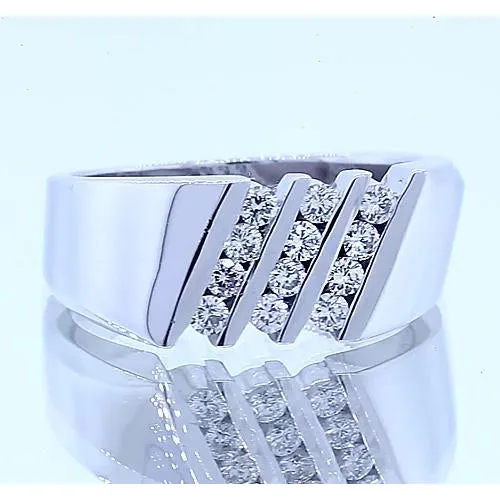Round Natural Earth Mined Diamond Anniversary Band Thick Shank White Gold 14K 120 Carats GB Rings Round Natural Earth Mined Diamond Anniversary Band Thick Shank White Gold 14K 120 Carats GB Rings