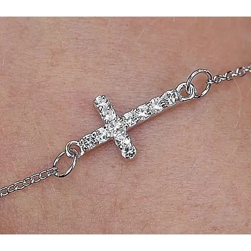 Round Natural Earth Mined Diamond Cross Bracelet 330 Carats White Gold Jewelry New GB Bracelets Round Natural Earth Mined Diamond Cross Bracelet 330 Carats White Gold Jewelry New GB Bracelets