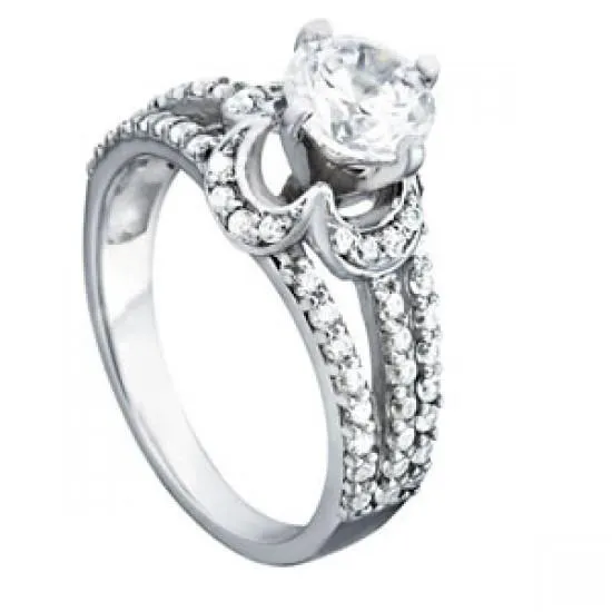 Round Natural Earth Mined Diamond Engagement Ring Split Shank 135 Carats White Gold 14K GB Rings Round Natural Earth Mined Diamond Engagement Ring Split Shank 135 Carats White Gold 14K GB Rings