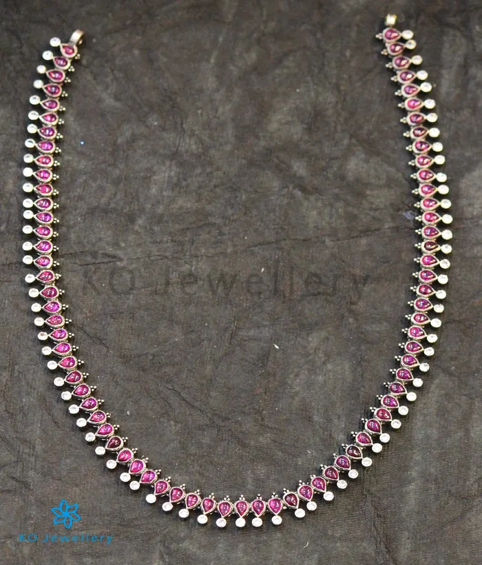 Silversmith Necklaces The Eka Silver Kempu Necklace Oxidised