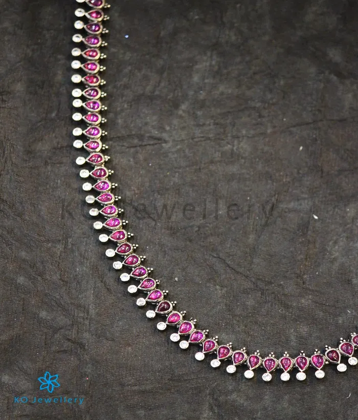Silversmith Necklaces The Eka Silver Kempu Necklace Oxidised