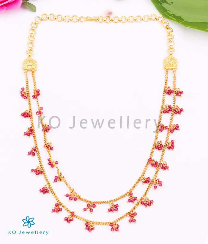 Silversmith Necklaces The Jhilmil Silver Layered Necklace 2 layersRed