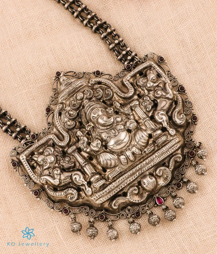 Silversmith Necklaces The Mahaganapati Silver Nakkasi Chain Necklace