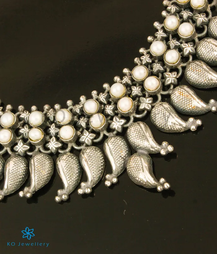 Silversmith Necklaces The Mukta Silver Pearl Necklace Oxidised