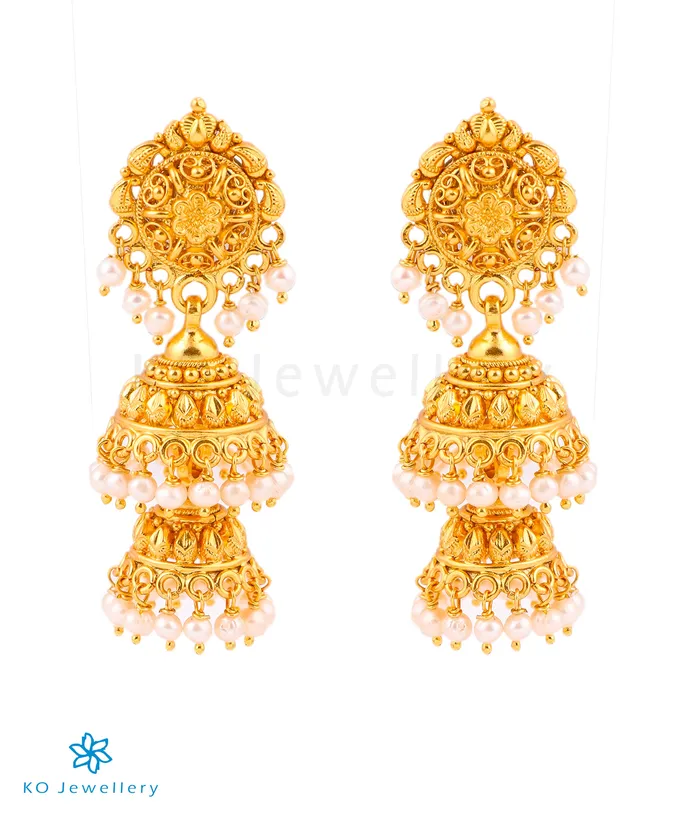 Silversmith Rings The Sumukh Silver Pearl Jhumkas Two layers