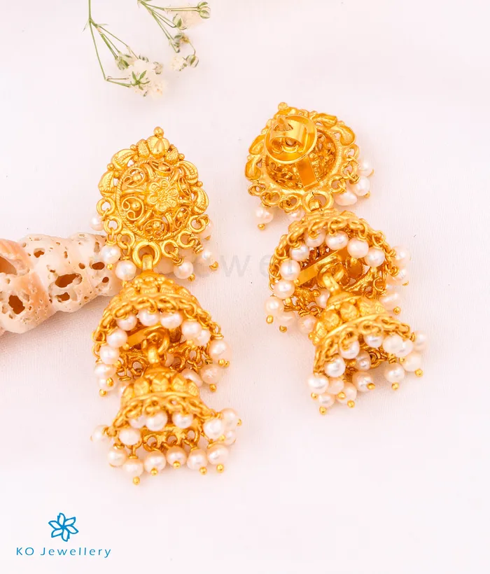 Silversmith Rings The Sumukh Silver Pearl Jhumkas Two layers