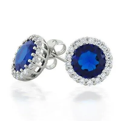 Sri Lanka Sapphire Halo Natural Earth Mined Diamond Stud Earring Gold Jewelry 360 Ct GB Earrings Sri Lanka Sapphire Halo Natural Earth Mined Diamond Stud Earring Gold Jewelry 360 Ct GB Earrings