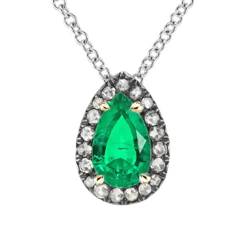 Teardrop Shaped Green Emerald Gemstone Halo Pendant HarryChadEntcom Necklaces Teardrop Shaped Green Emerald Gemstone Halo Pendant HarryChadEntcom Necklaces