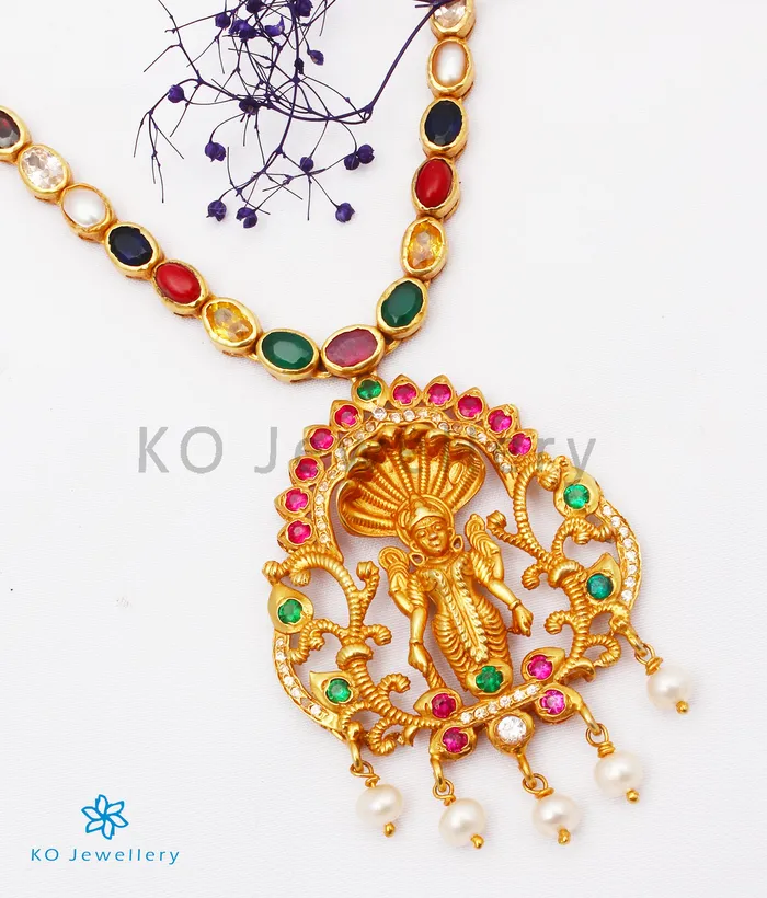 The Dharesh Silver Navratna Necklace Silversmith Necklaces