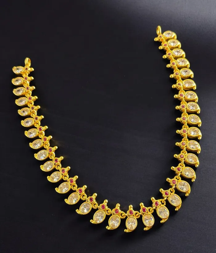 The Shreya Silver Paisley Necklace Temple Necklaces