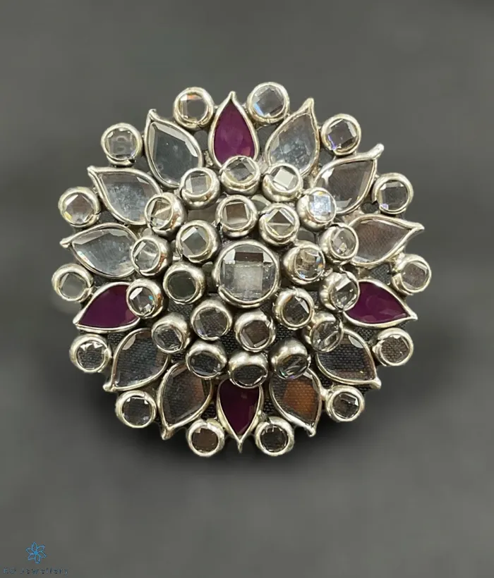 The Varudha Polki Silver Finger Ring Jaipur Rings