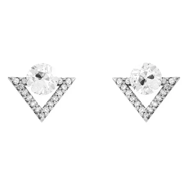 Triangle Shape Genuine Diamond Stud Earrings 350 Old Miner White Gold HarryChadEntcom Earrings Triangle Shape Genuine Diamond Stud Earrings 350 Old Miner White Gold HarryChadEntcom Earrings