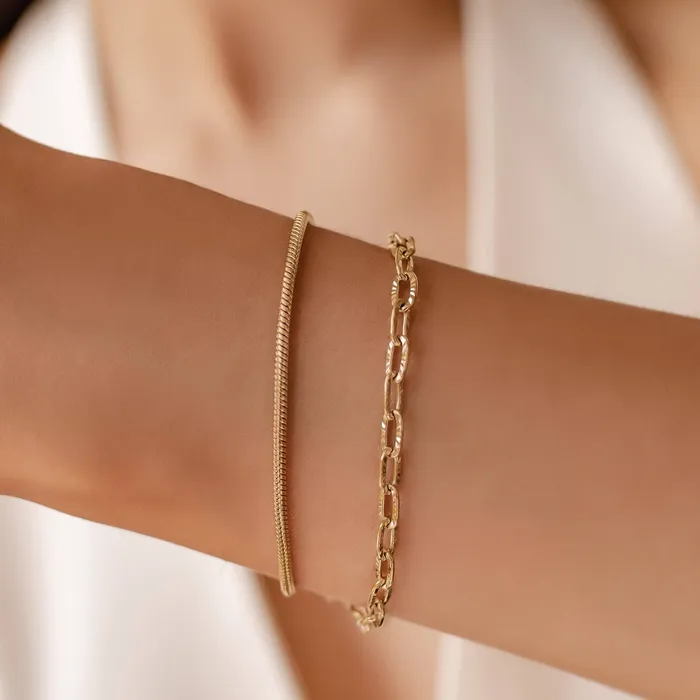Twisted Snake and Link Chain Bracelet Set Hey Happiness Bracelets Twisted Snake and Link Chain Bracelet Set Hey Happiness Bracelets