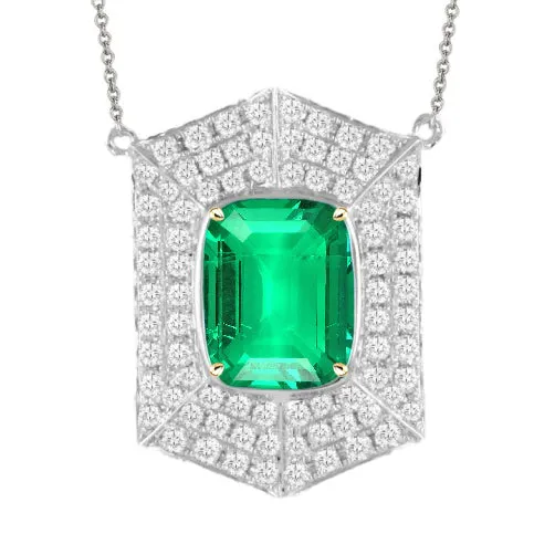 Two Tone Big Green Emerald Diamond Pendant HarryChadEntcom Rings