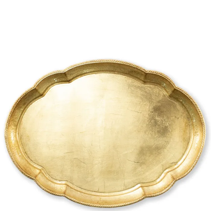 Vietri PreStyled Sets Vietri Florentine Wooden Accessories Gold Oval Tray