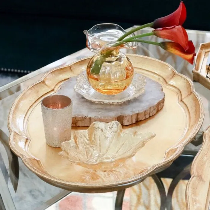 Vietri PreStyled Sets Vietri Florentine Wooden Accessories Gold Oval Tray Vietri PreStyled Sets Vietri Florentine Wooden Accessories Gold Oval Tray