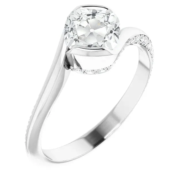 Wedding Ring Cushion Old Mine Cut Natural Earth Mined Diamond Tension Style 4 Carats HarryChadEntcom Rings