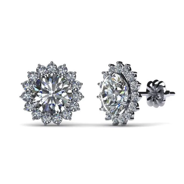 Women Stud Earring 260 Ct Round Cut Halo Natural Earth Mined Diamond Solid White Gold GB Earrings Women Stud Earring 260 Ct Round Cut Halo Natural Earth Mined Diamond Solid White Gold GB Earrings