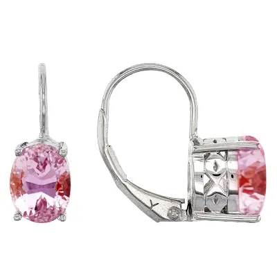Women White Gold 14K Hoop Earrings 24 Ct Pink Kunzite GB Earrings